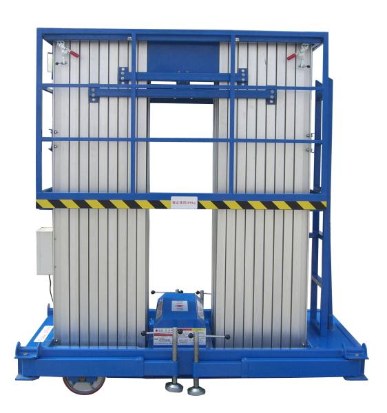 Insulative 12 Meters Lifting Height Quadruple Mast Aerial Work Platform 300Kg