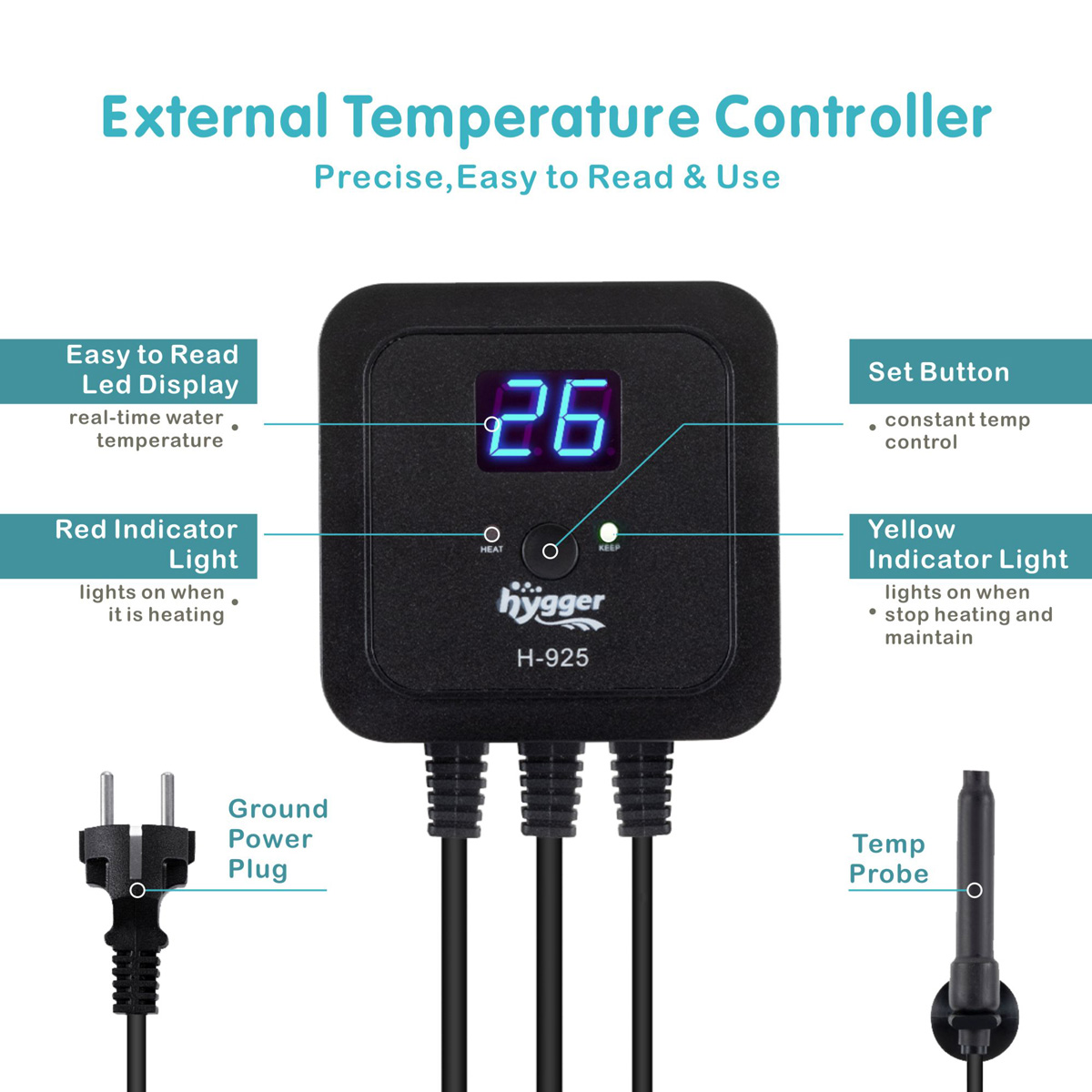 500W Stainless Steel Hygger Aquarium Heater