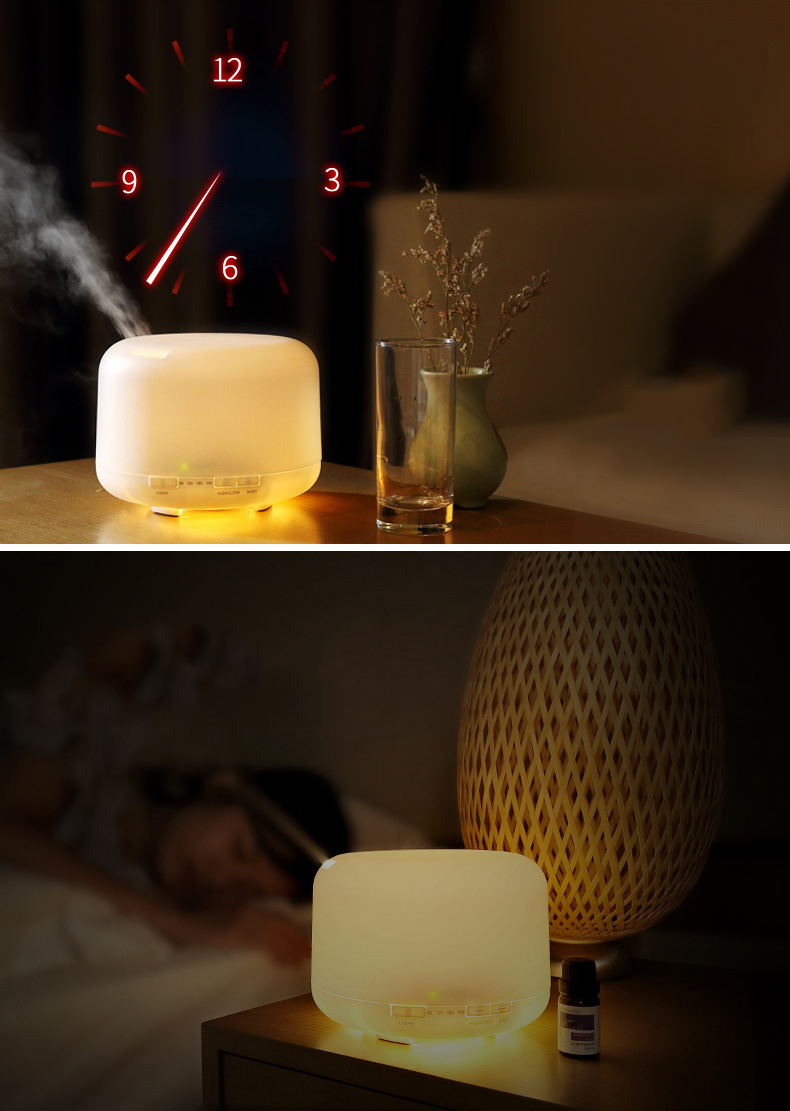 500ml Ultrasonic Aromatherapy Machine Cool Mist Maker Quiet Design Essential Oil Diffuser with Colorful Night Light