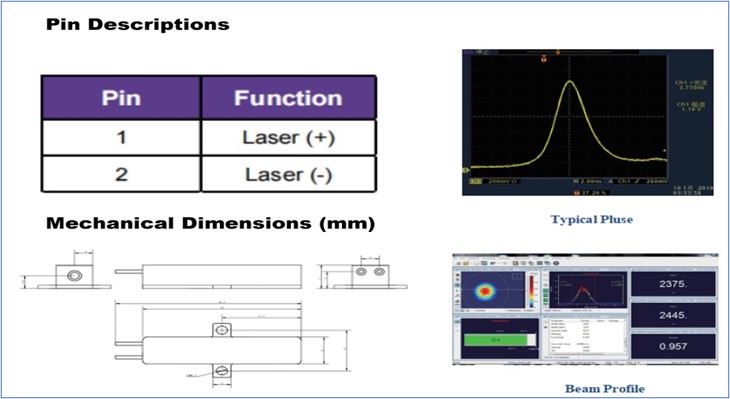 100 - 300µJ 500µJ Erbium Doped Glass Lasers Microchip Diode Pumped Lasers