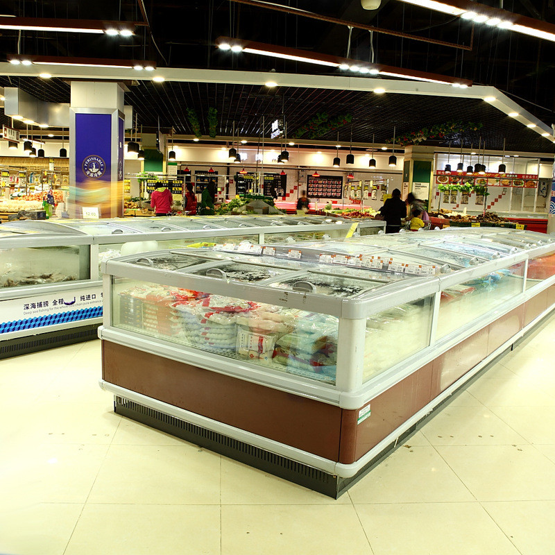 Sliding Glass Window Island Freezer For Commercial Supermarket