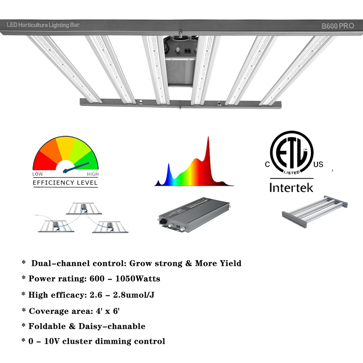 LED Hydroponic Plant Lights Growing Systems Lm301h 1000w 2.9μmol/J