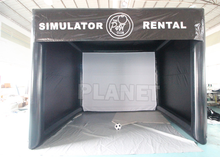 Outdoor Indoor Sport Black Custom Logo Inflatable Screen Golf Simulator Tent