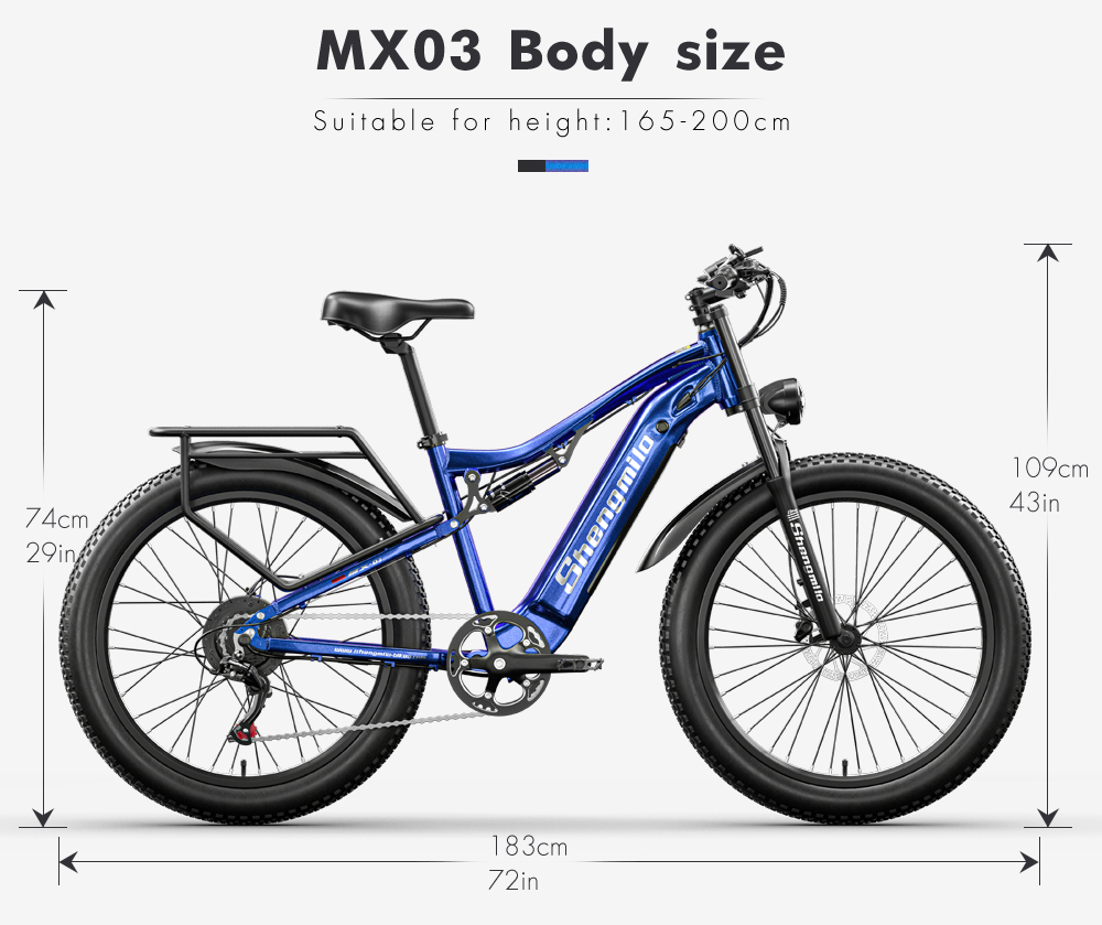 500W Metallic Blue Electric Bike 48V Bafang Motor Fat Tire Ebike Full Suspension