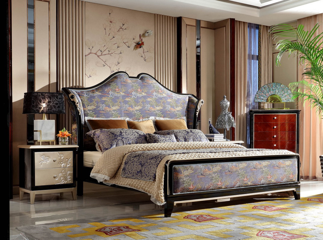 Luxury house of Villa Bedroom furniture Dresser with Mirror stand in Beech wood carving