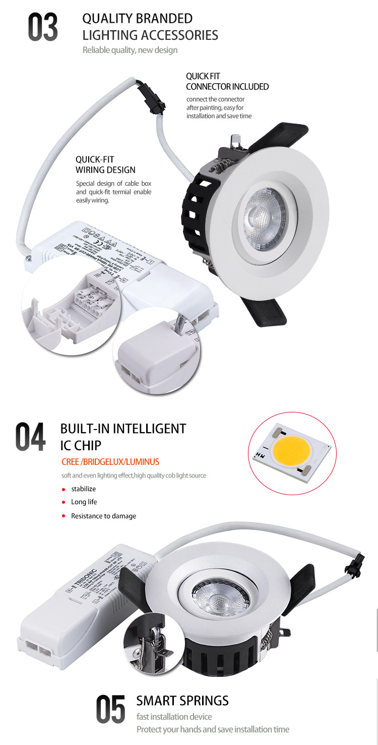 Residential 8W Tilt LED Downlight Round IP44 Bathroom Spotlights