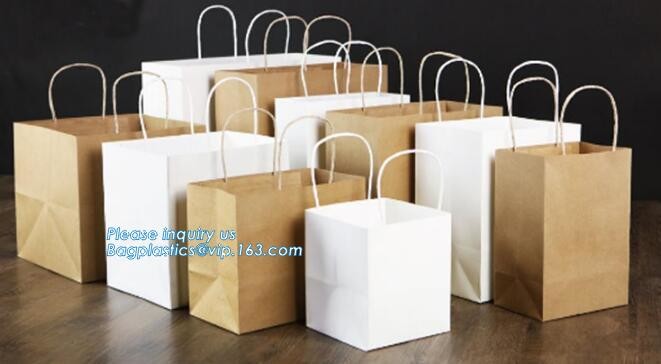 Flower carrier bag with different color customized pot plants kraft paper bag with handle,stamping logo fancy paper flow