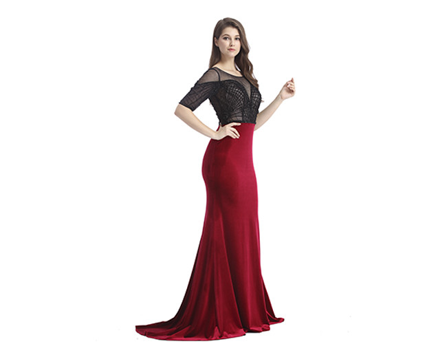 Fashion Dark Pink Long Wedding Dresses / Sleeveless Arabic Evening Dresses