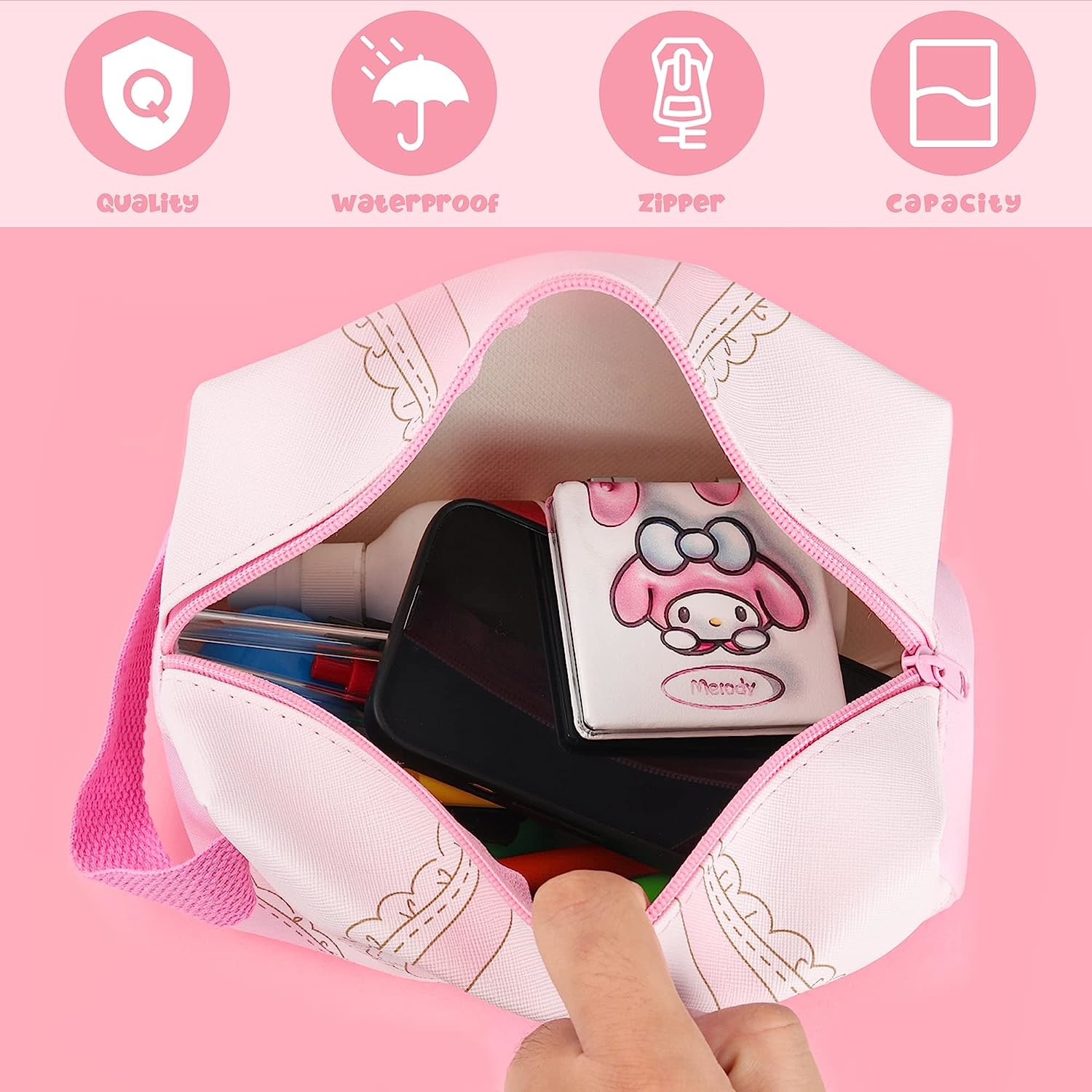 Waterproof and Durable Makeup Bag for Girls Friend - Cute Rabbit Travel Cosmetic Pouch