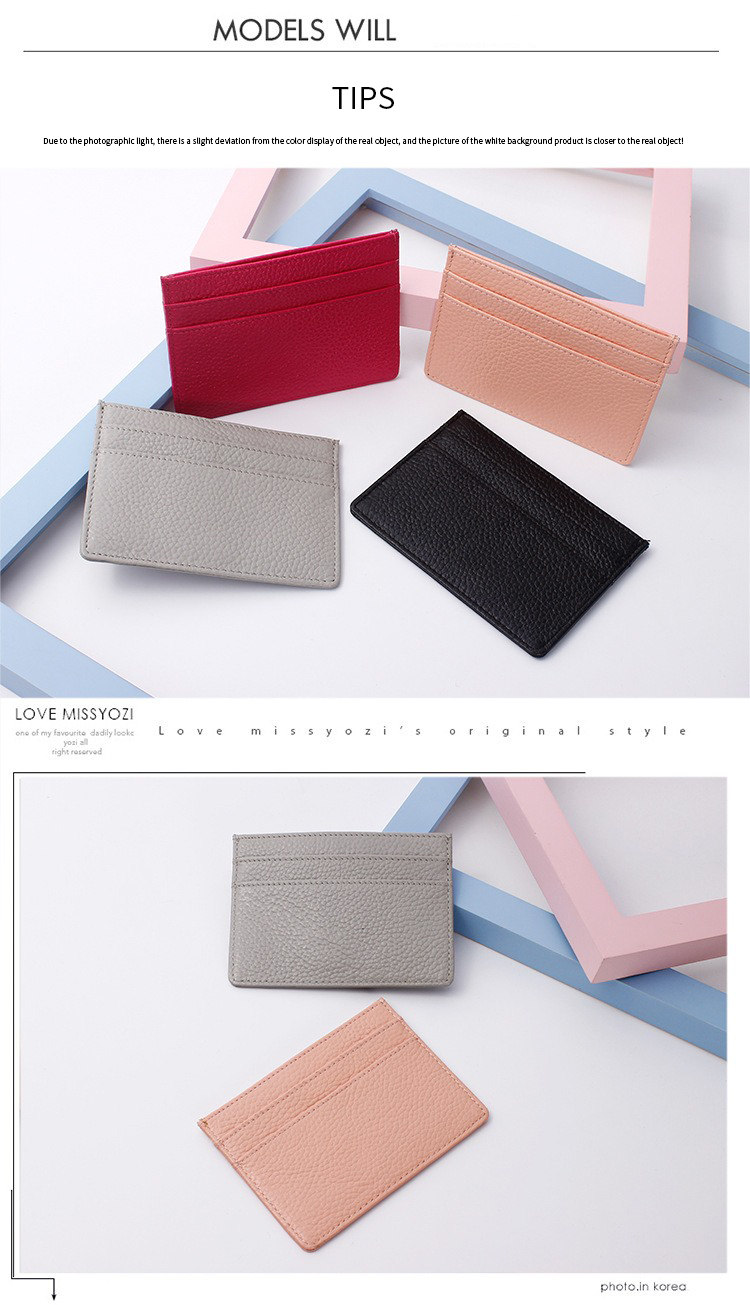 GENUINE LEATHER Slim Embossed Personalized Uv Print Monogrammed Credit Card Holder Wallet