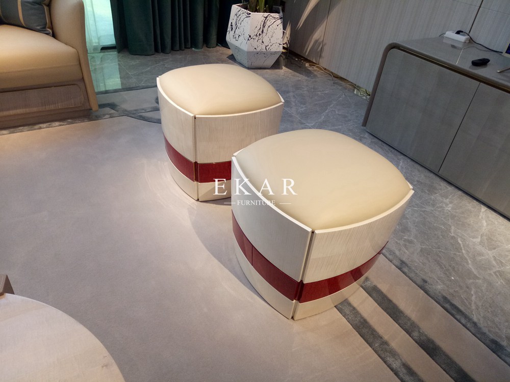 High Gloss Leather Living Room Upholstery Stool W009SF16
