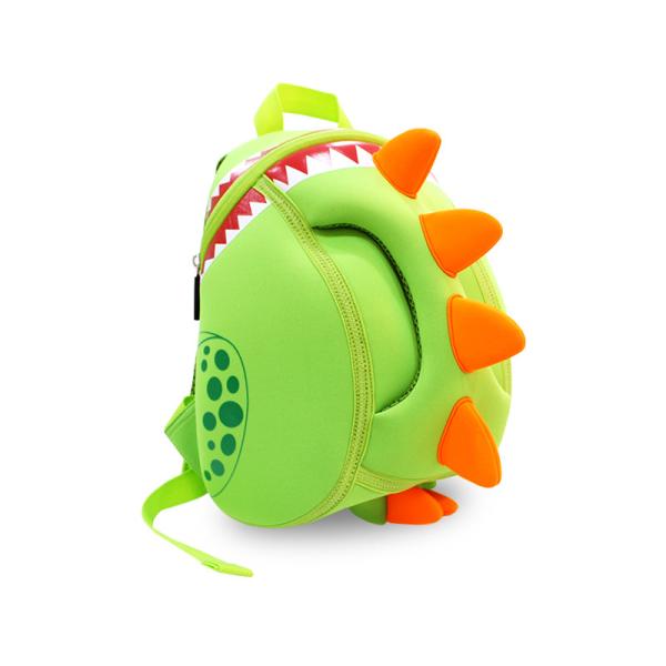 Neoprene Green Dinosaur Backpack For Girl Toddler 10L Capacity