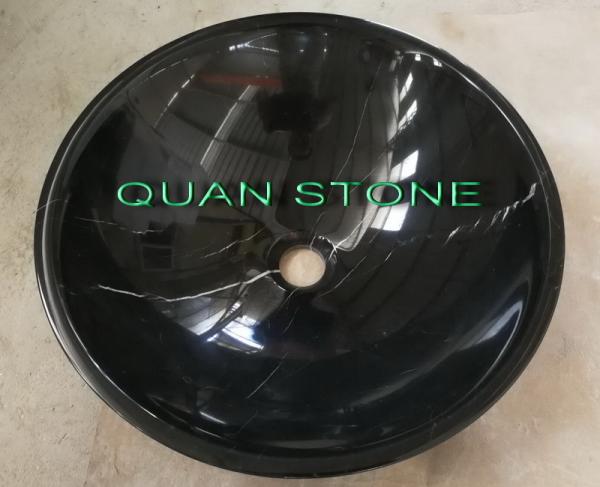 Natural Nero Countertop Sink Basin Marquina Marble Sink Black Wash Bowls Round