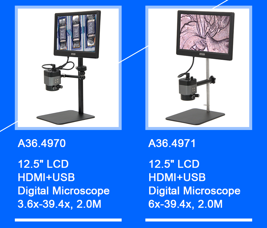 12.5" LCD HDMI USB Digital Microscope 6x - 39.4x 2.0M Real Time Auto
