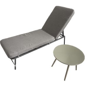 China Foldable Cushion Sofa Sun Lounger Garden Steel Frame With Coffee Table on sale