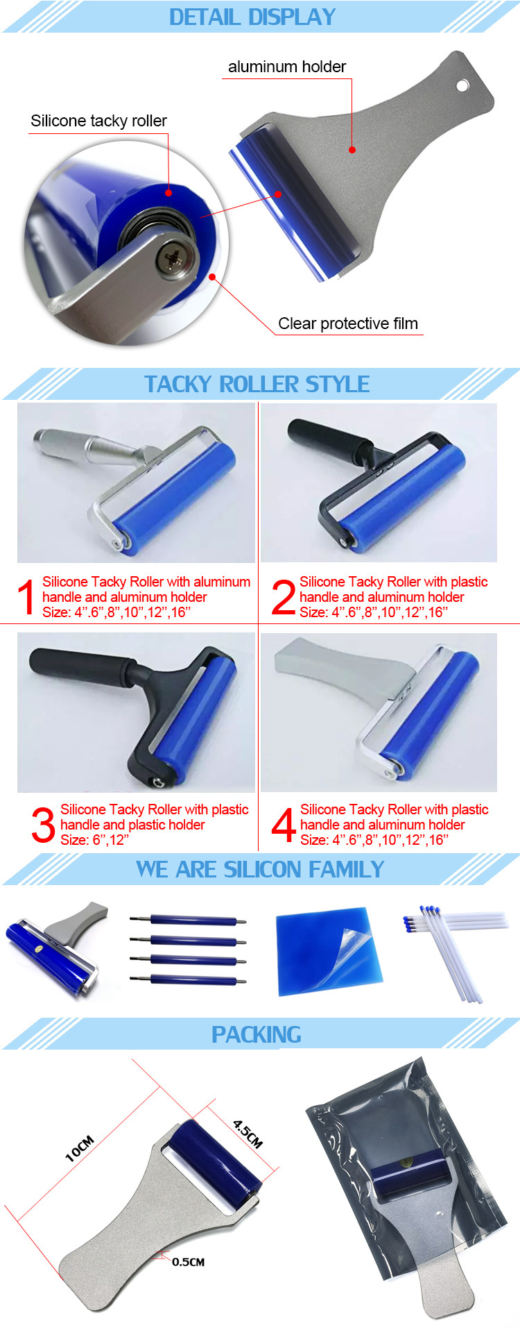 2" Manual Washable PCB Cleanroom Silicon Sticky Roller Pollution Free