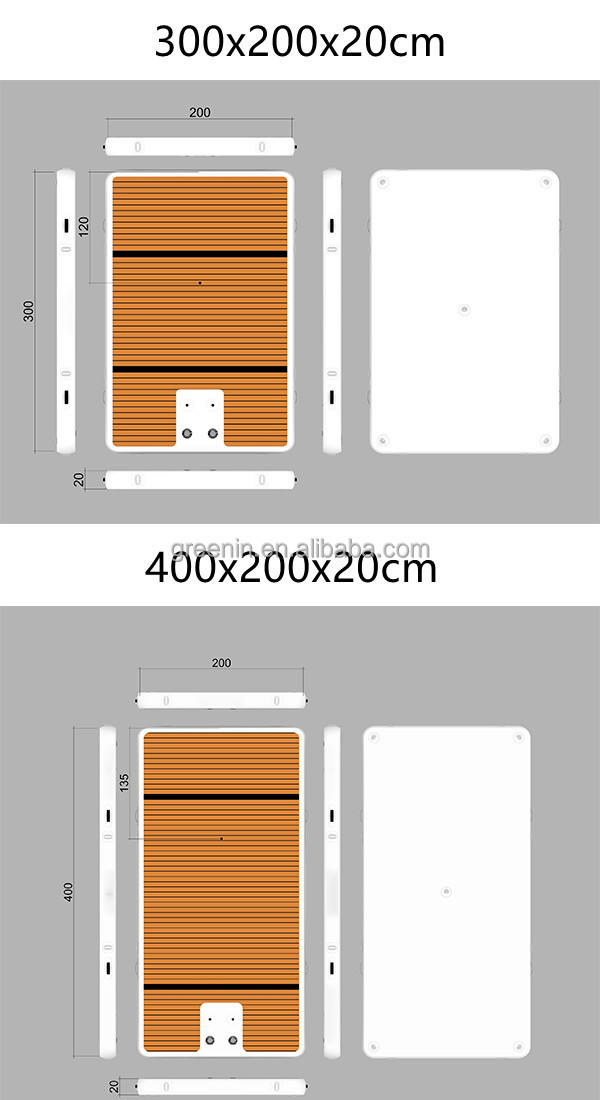 Floating inflatable water play equipment teak deck yacht docking boat dock water platform with ladder