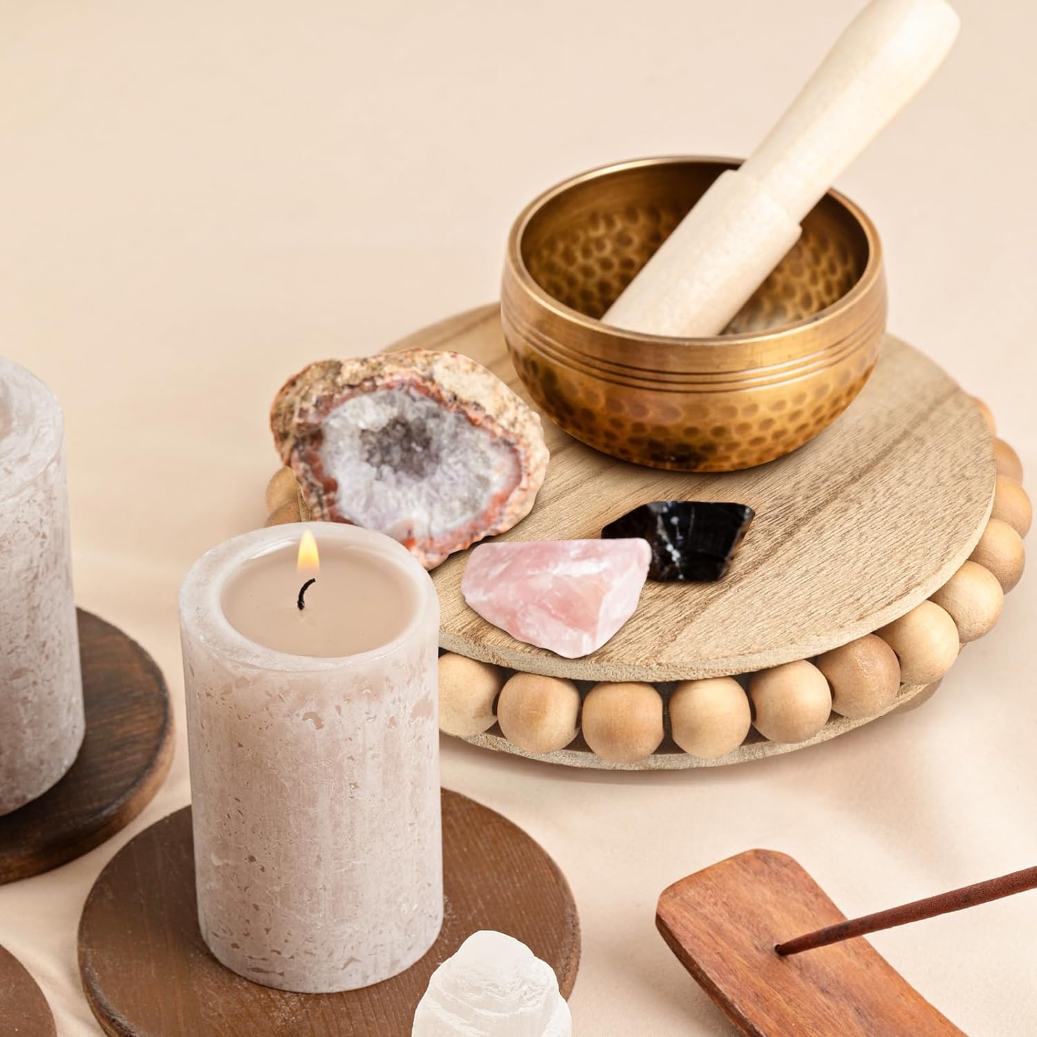 Wooden Risers Customized Farmhouse Pedestal Display Stand Decor Beaded Display Risers for Tiered Trays