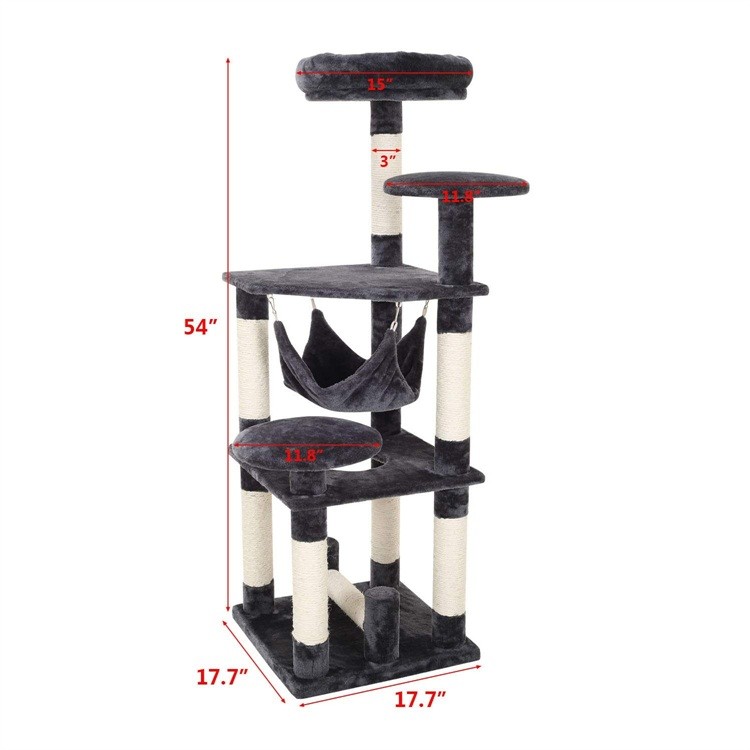 Customized Logo Cat Climbing Frame Wood Material Size 120 * 84 * 84cm