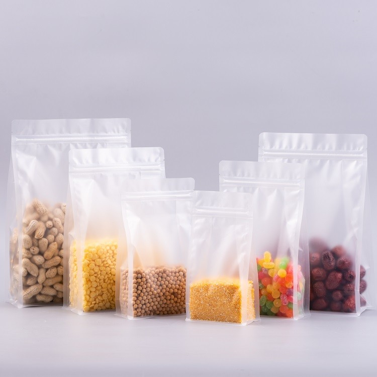 Food Grade Zipper Pouch Transparent Flat Bottom Packaging Bag Zip Lock Plastic Clear Bag for Food