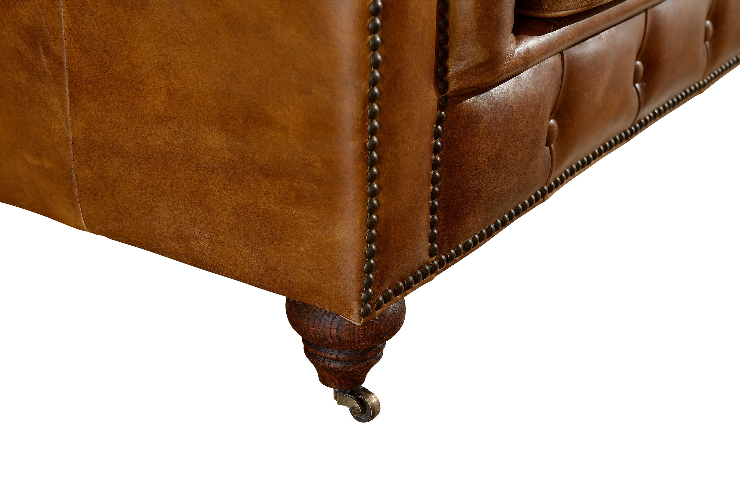 Chesterfield Tan Brown Soft Leather Sofa Set Antique Industrial Style For Living Room