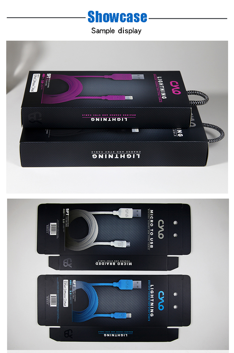 Custom Logo 300gsm paper Data Cable Packaging Box Retail Blister Pack With 4c Printing