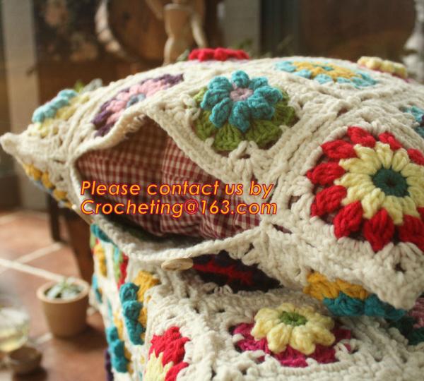 100% Cotton HandMade Crochet Cushion Cover Pillow Cover 25* 45cm Hand Crochet