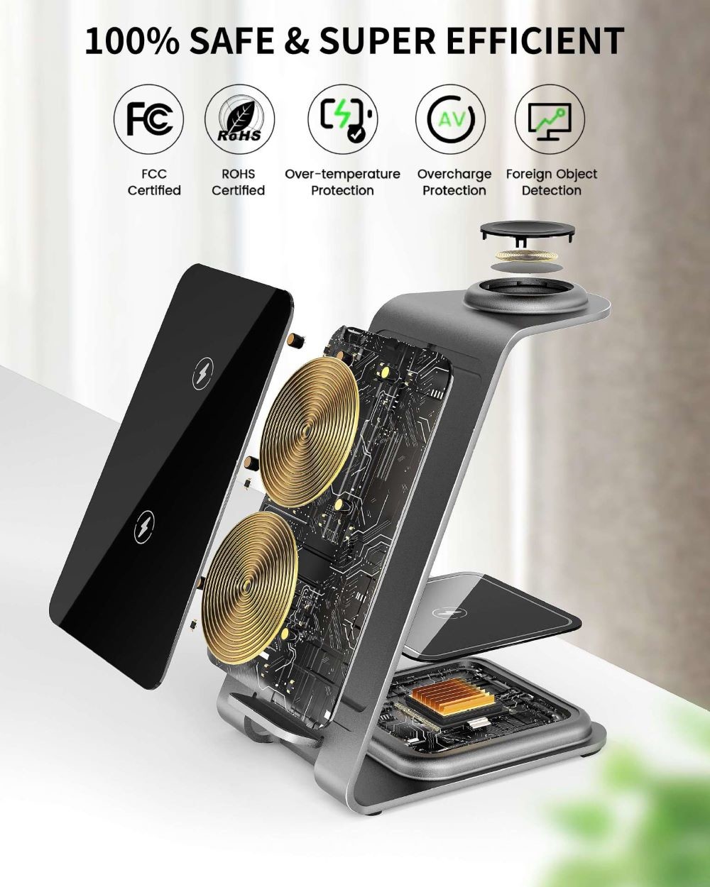 15W Wireless Charging Metal Charger for Qi Standard Devices Custom Logo Supported