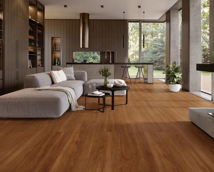 Waterproof 300x1800mm Yellow Brown Wooden Porcelain Strips For Living Room And Bedroom