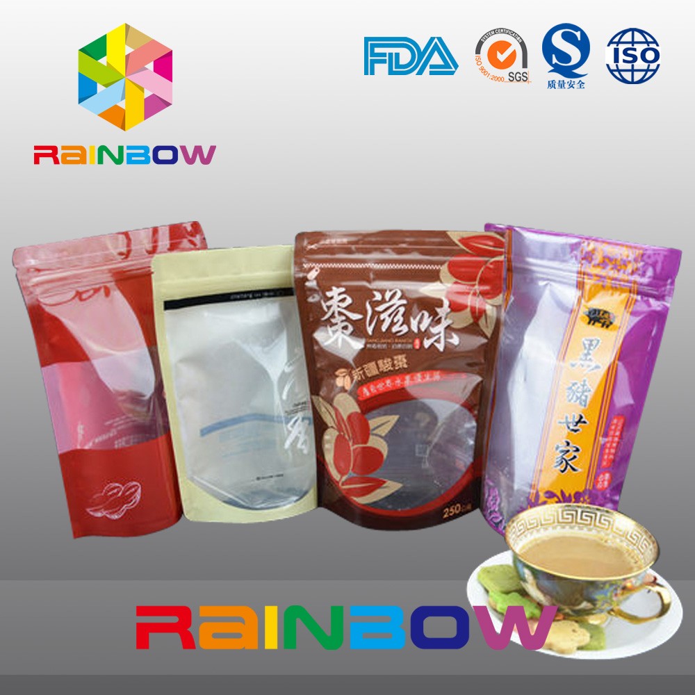 Plastic Bottom Gusset Bags / Stand Up Bag With k And Window For Ground Coffee Bean