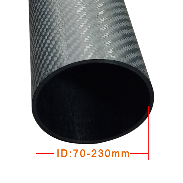 Carbon Fiber Tube in Large Size Tapered Tube 80mm 100mm with 100% Carbon Content