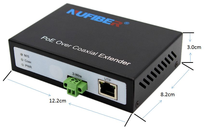 POE IP Over 2 Wire Ethernet Over Coaxial Extender 300m DC52V For Hikvision Camera