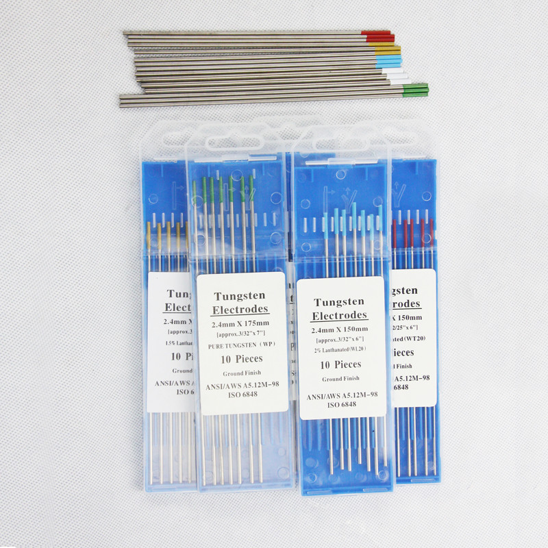 White Pure Tungsten Electrodes , Copper Welding Electrode 150mm 175mm Length