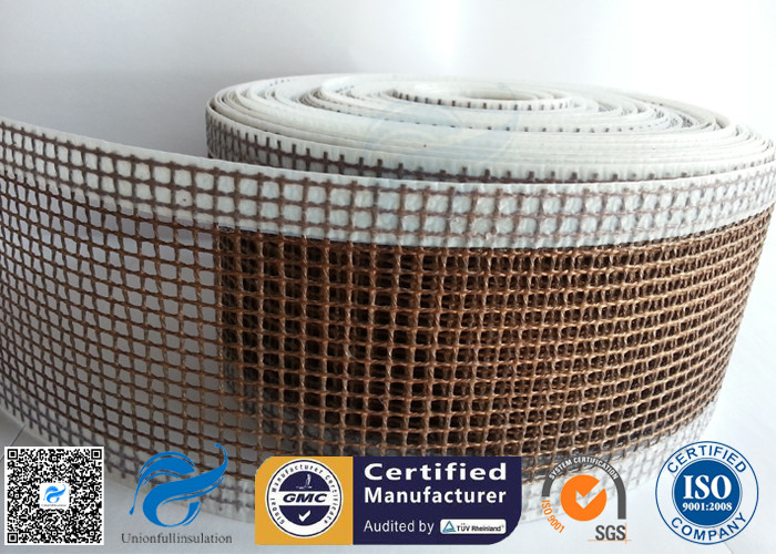 Black / Brown PTFE Coated Fiberglass Fabric Open Mesh Conveyor Belt