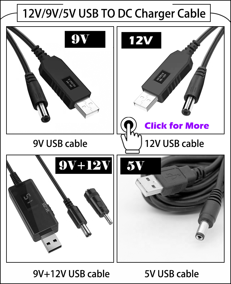 Stock Sale 1M Wifi Router Voltage Set Up Charger 5.5x2.1 mm DC 5V To 12V Power USB Router Cable