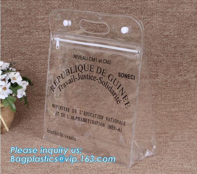 Plastic Bag OEM Custom PVC Loop Handle Image Printed Plastic Shopping Bag,Promotional Clear Waterproof Plastic Cosmetic