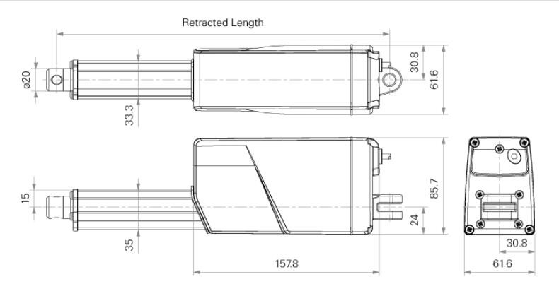 IP69K Motorised Actuator 3500N 787lb Force 0.8Inch-39Inch Stroke Agricultural Application
