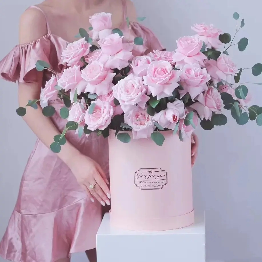 Round Floral Cylinder Boxes Custom Order Accepted for 20*15CM Flower Arrangements