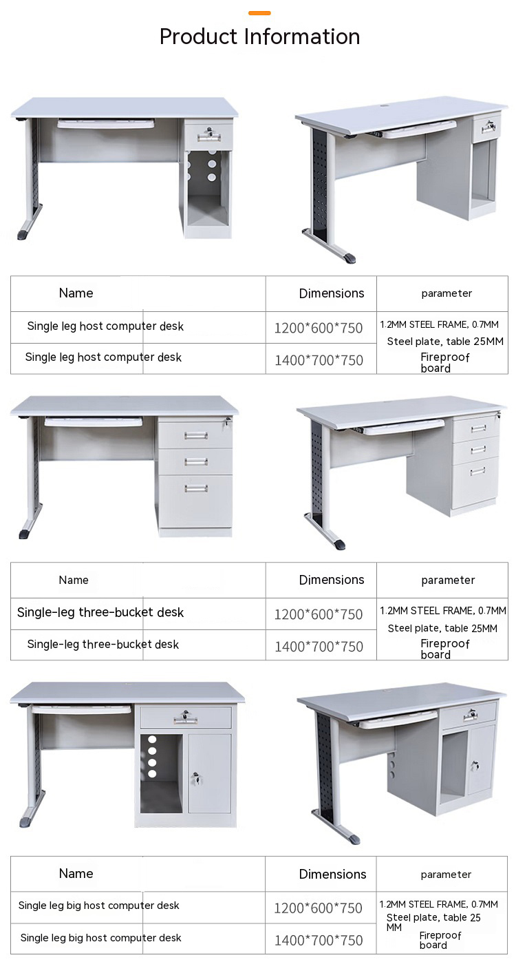 Customizable Thickened Steel Office Desk and Chair Combination with ISO Certification