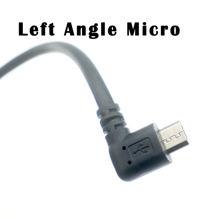 Customized 1m 2m 3m 5m 90 Degree Left Angle Micro B 5p to USB A Male Cable
