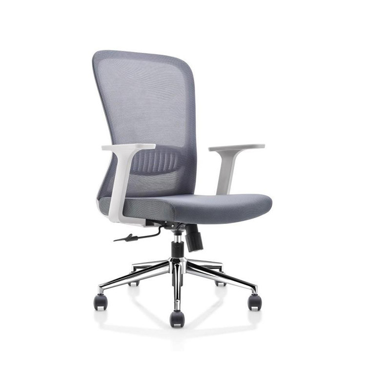 Grey White Mesh Office Chair Fabric Height Adjustment Staff Computer Chair