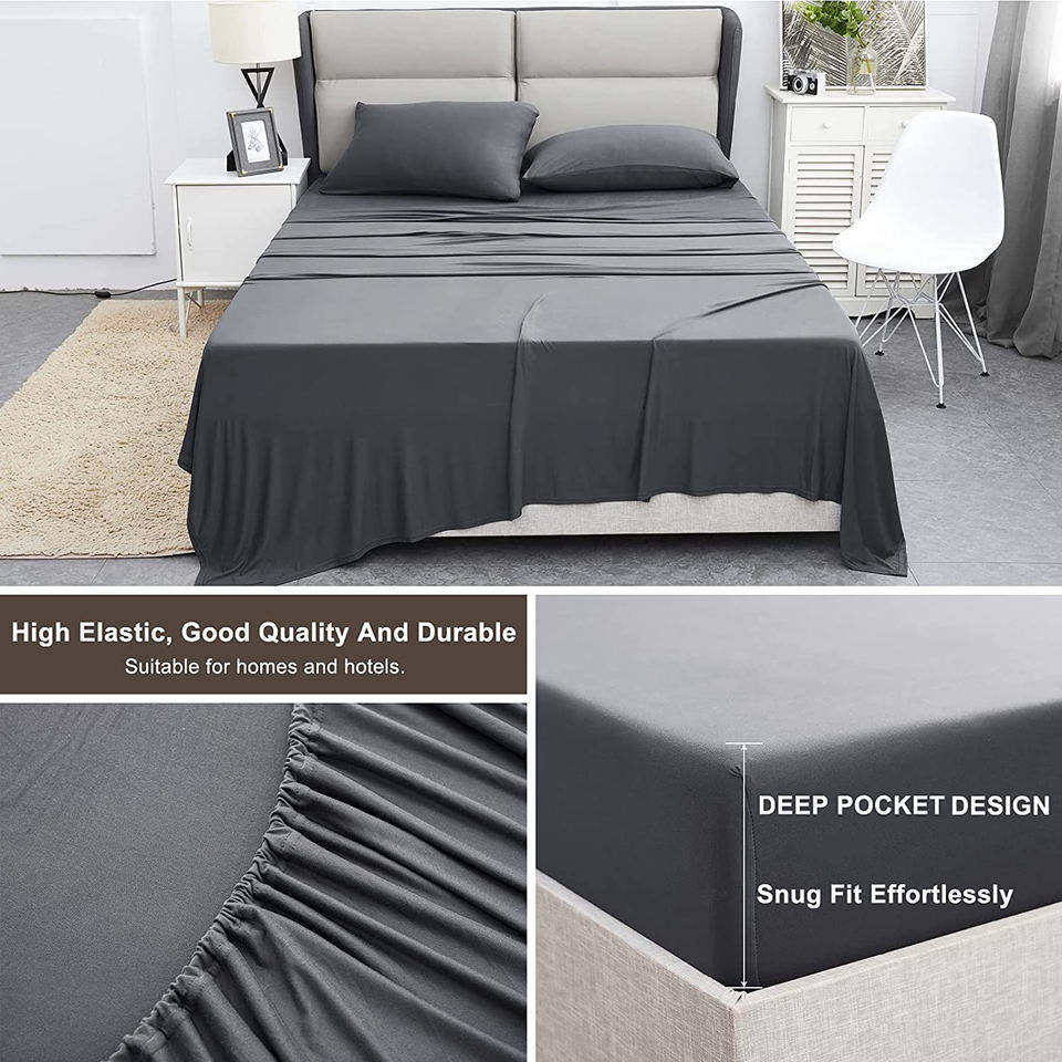 32 Fabric Count Microfiber Sheets Set with Duvet Cover Fitted Sheet and 2 Pillowcases