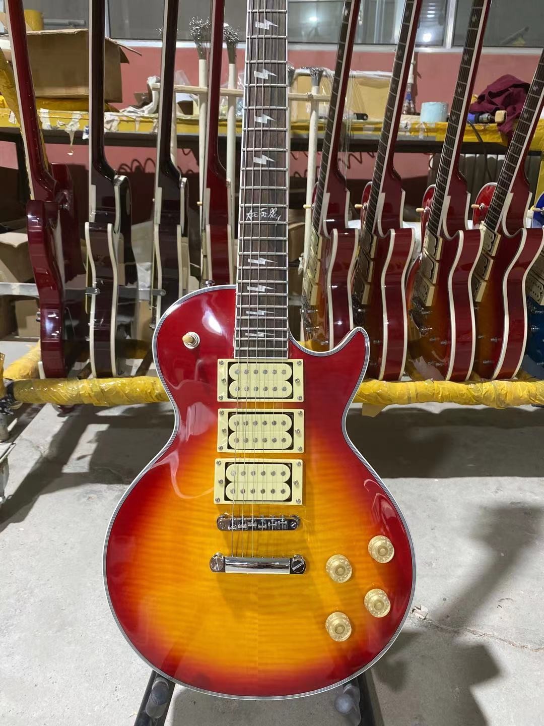 Custom Ace Frehley Cherryburst Color LP Electric Guitar with Hummbucker Pickups