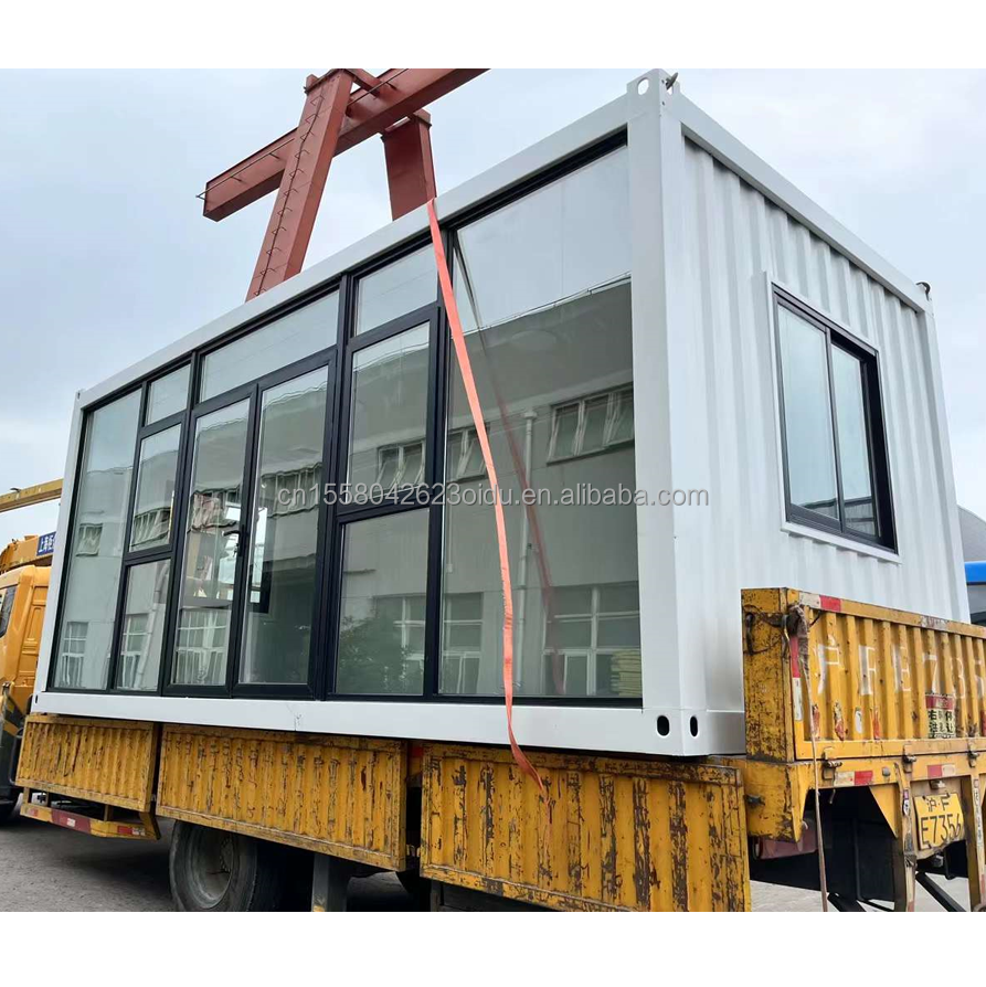 Galvanized Steel Square Tubes Main Structure and Aluminum Alloy Windows for Container Store Prefabricated Building Frame