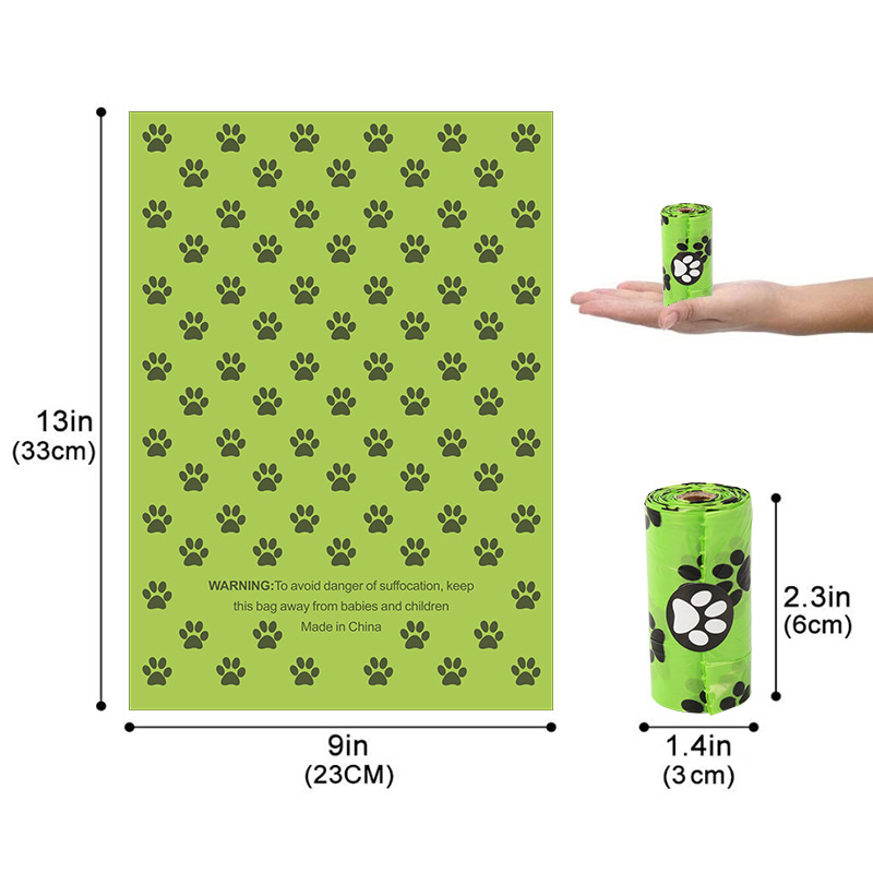 2 Rolls for Delivery 15 pcs Degradable Imported Raw Materials PET Dog Cat POP Garbage Bag