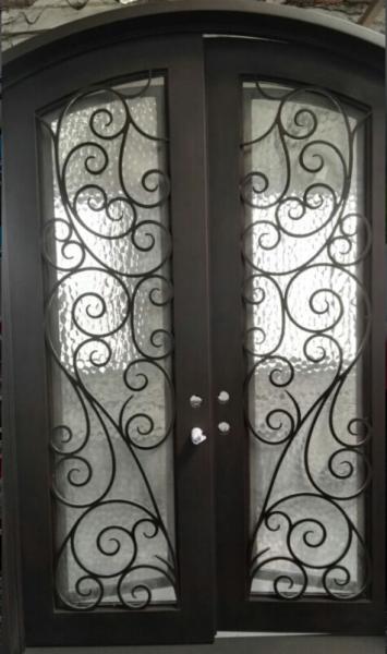 Finished Surface Arched Top Wrought Iron Door Front Entry Door With Rain