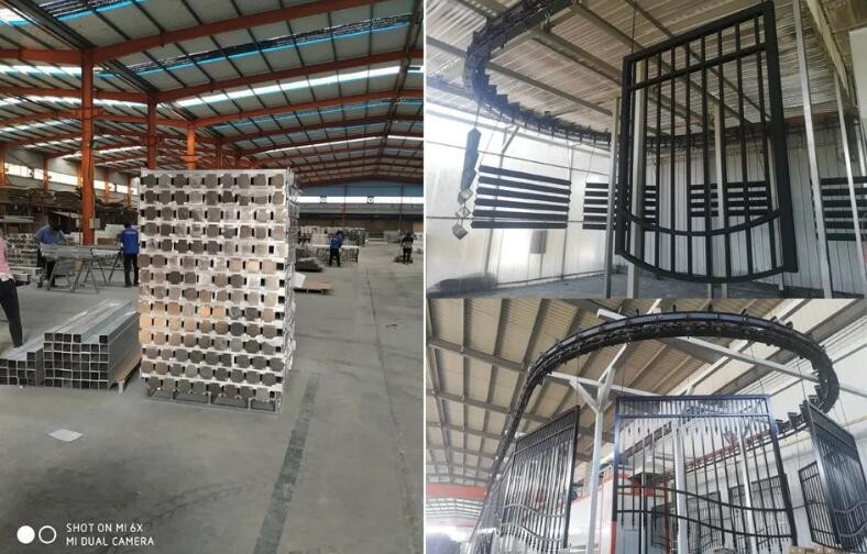Blue Color Powder Coating Picket Top 1.2x1.8m Tubular Steel Fence
