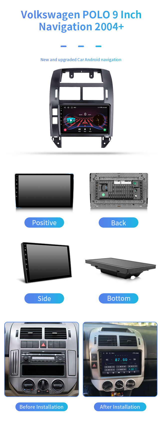 8 Core Bluetooth Car Navigation HD 4G Wifi Online Surfing Carpaly For Volkswagen POLO 2004+