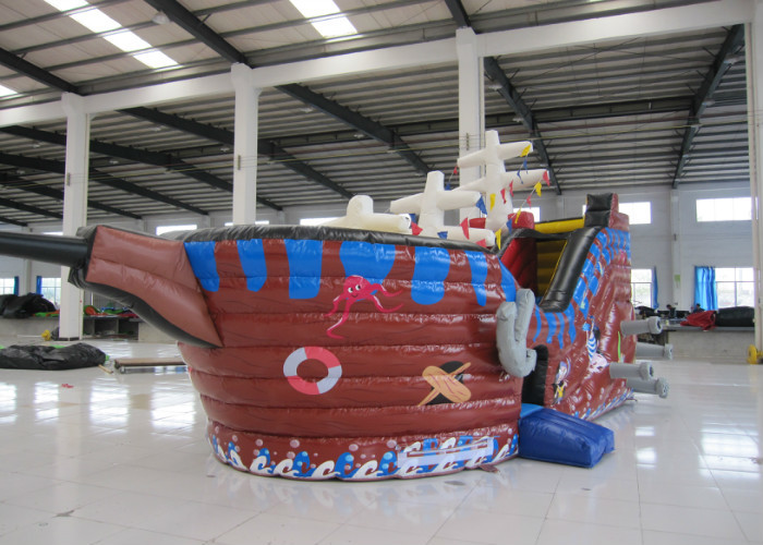 Large Kids Outdoor Inflatable Pirate Ship Fire Resistance PVC digital painting inflatable pirate boat jump house