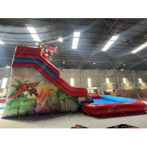 High Quality Popular Huge Jungle Dinosaur Theme Inflatable Water Slide With Pool